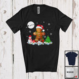 MacnyStore - Gingerbread Wearing Santa Costume; Adorable Christmas Baking Baker; X-mas Lights Snowing T-Shirt