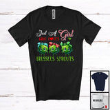 MacnyStore - Girl Who Loves Brussels Sprouts; Lovely Christmas Three Brussels Sprouts; X-mas Vegan Lover T-Shirt