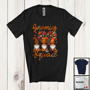 MacnyStore - Gnomies Squad; Awesome Thanksgiving Fall Tree Leopard Plaid Three Gnomes; Family Group T-Shirt