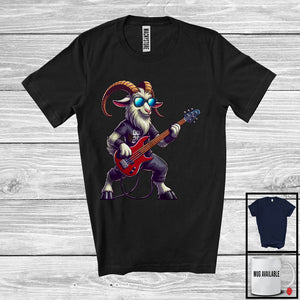 MacnyStore - Goat Playing Guitar Rock; Joyful Music Bass Guitar Guitarist; Farmer Farm Lover T-Shirt