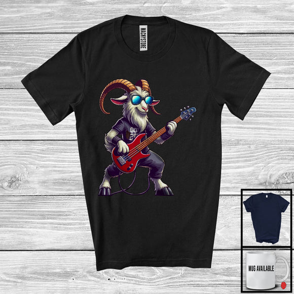 MacnyStore - Goat Playing Guitar Rock; Joyful Music Bass Guitar Guitarist; Farmer Farm Lover T-Shirt