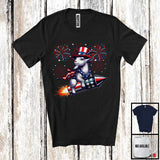 MacnyStore - Goat Riding Firecracker, Humorous 4th Of July USA Fireworks, Patriotic Farm Animal Farmer T-Shirt