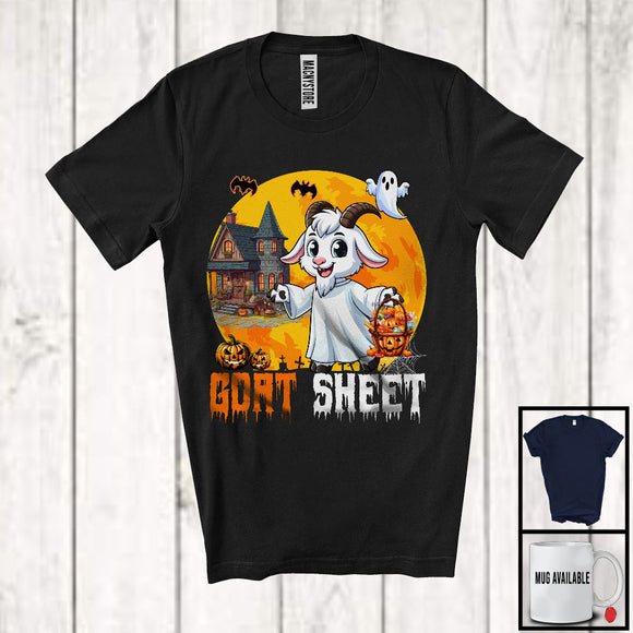 MacnyStore - Goat Sheet, Adorable Halloween Moon Boo Ghost Costume Goat, Matching Animal Lover T-Shirt