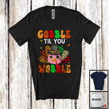 MacnyStore - Gobble Til You Wobble; Adorable Thanksgiving Leopard Plaid Turkey Lover; Family Group T-Shirt