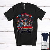 MacnyStore - God Bless USA, Happy 4th Of July Beagle On Pickup Truck, American Flag Patriotic Proud T-Shirt