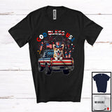 MacnyStore - God Bless USA, Happy 4th Of July Corgi On Pickup Truck, American Flag Patriotic Proud T-Shirt