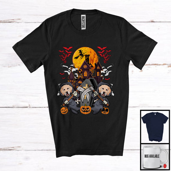 MacnyStore - Golden Retriever Death, Horror Halloween Costume Two Dogs Owner, Moon Matching Family Group T-Shirt