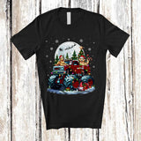 MacnyStore - Golden Retriever On Monster Truck Red Plaid; Lovely Christmas Moon Golden Retriever Owner; Family T-Shirt