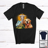 MacnyStore - Golden Retriever Selfie With Jesus Statue; Lovely Golden Retriever Owner Lover; Family Group T-Shirt