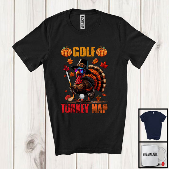 MacnyStore - Golf Turkey Nap; Sarcastic Thanksgiving Turkey Sunglasses Playing Golf; Sport Player T-Shirt