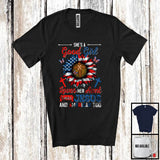 MacnyStore - Good Girl Loves Her Aunt Jesus And American Too, Awesome 4th Of July Sunflower, Patriotic T-Shirt