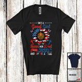 MacnyStore - Good Girl Loves Her Dad Jesus And American Too, Awesome 4th Of July Sunflower, Patriotic T-Shirt