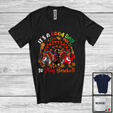 MacnyStore - Good Time To Play Baseball; Amazing Thanksgiving Three Turkeys Plaid Rainbow; Sport Player T-Shirt