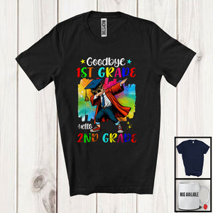 MacnyStore - Goodbye 1st Grade Hello 2nd Grade, Colorful Graduation Dabbing Boy, Student Graduate Group T-Shirt