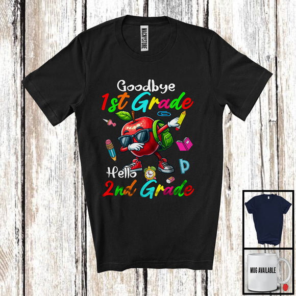 MacnyStore - Goodbye 1st Grade Hello 2nd Grade, Joyful Back To School Dabbing Apple, Students Teacher T-Shirt