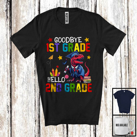 MacnyStore - Goodbye 1st Grade Hello 2nd Grade, Lovely Summer Vacation T-Rex Lover, Students Graduate T-Shirt