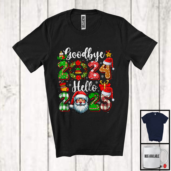 MacnyStore - Goodbye 2024 Hello 2025; Colorful Christmas Santa Cookie; Matching Baking Family Group T-Shirt