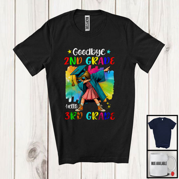 MacnyStore - Goodbye 2nd Grade Hello 3rd Grade, Colorful Graduation Dabbing Girl, Student Graduate Group T-Shirt