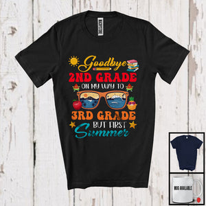 MacnyStore - Goodbye 2nd Grade On My Way To 3rd Grade, Joyful First Summer Vacation Sunglasses, Student T-Shirt