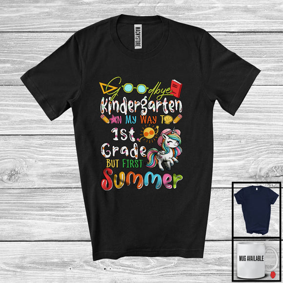 MacnyStore - Goodbye Kindergarten Way To 1st Grade, Adorable First Summer Vacation Unicorn, Students Teacher T-Shirt