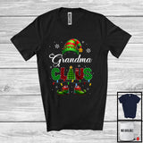 MacnyStore - Grandma Claus; Wonderful Christmas Red Green Plaid ELF; X-mas Pajama Family Group T-Shirt