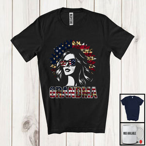 MacnyStore - Grandma, Amazing 4th Of July American Flag Sunglasses Girl, Sunflower Patriotic Family Group T-Shirt