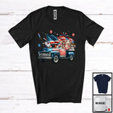 MacnyStore - Group Farm Animal On Pickup Truck, Humorous 4th Of July Chicken Cow Pig, Farmer Patriotic Team T-Shirt