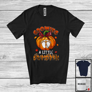 MacnyStore - Growing A Little Pumpkin; Wonderful Thanksgiving Leopard Pumpkin; Pregnancy Announcement Family T-Shirt