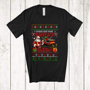 MacnyStore - Guess Who Made Santa's Sleigh; Humorous Christmas Sweater Plaid Santa Welders; Sweater Family T-Shirt