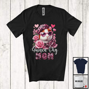 MacnyStore - Guinea Pig Mom, Lovely Mother's Day Pink Leopard Guinea Pig, Flowers Matching Family T-Shirt