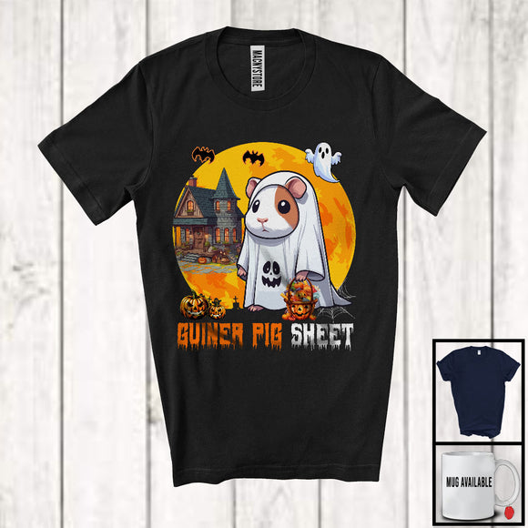 MacnyStore - Guinea Pig Sheet, Adorable Halloween Moon Boo Ghost Costume Guinea Pig, Matching Animal Lover T-Shirt