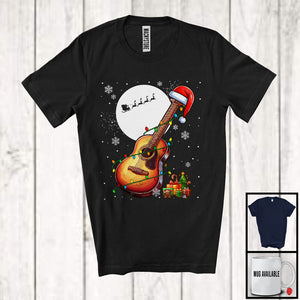 MacnyStore - Guitar Santa; Amusing Christmas Lights Snowing Santa Guitar Player; Musical Instruments T-Shirt