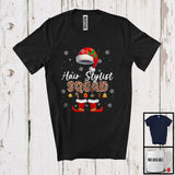 MacnyStore - Hair Stylist Squad; Wonderful Christmas Leopard Santa Pajamas; Family Group Proud Jobs T-Shirt