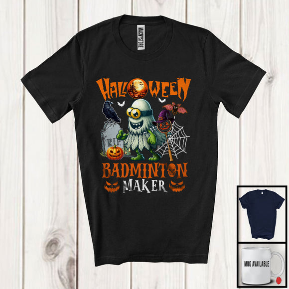 MacnyStore - Halloween Badminton Maker, Humorous Halloween Costume Monster Badminton Player, Sport Team T-Shirt