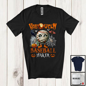 MacnyStore - Halloween Baseball Maker, Humorous Halloween Costume Mummy Baseball Player, Sport Team T-Shirt