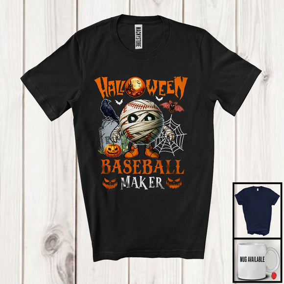 MacnyStore - Halloween Baseball Maker, Humorous Halloween Costume Mummy Baseball Player, Sport Team T-Shirt
