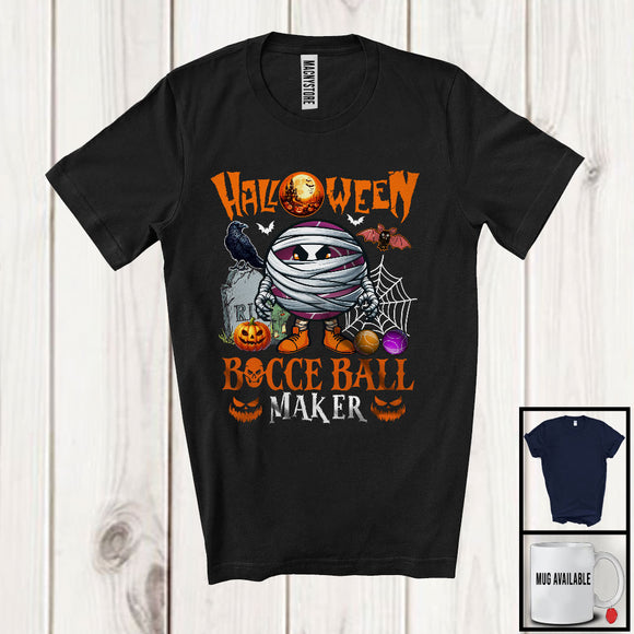 MacnyStore - Halloween Bocce Ball Maker, Humorous Halloween Costume Mummy Bocce Ball Player, Sport Team T-Shirt