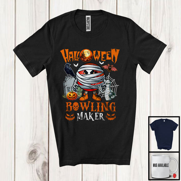MacnyStore - Halloween Bowling Maker, Humorous Halloween Costume Mummy Bowling Player, Sport Team T-Shirt