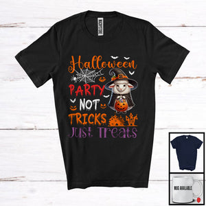 MacnyStore - Halloween Party Not Tricks Just Treats, Lovely Witch Sheep Farm, Carved Pumpkin Candy Animal T-Shirt