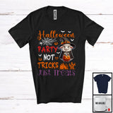 MacnyStore - Halloween Party Not Tricks Just Treats, Lovely Witch Sheep Farm, Carved Pumpkin Candy Animal T-Shirt