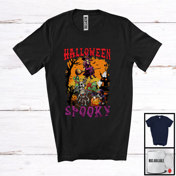 MacnyStore - Halloween Spooky; Horror Halloween Costume Team Witch Mummy Cat Lover; Family Group T-Shirt