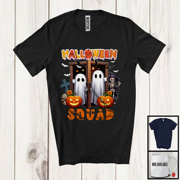 MacnyStore - Halloween Squad, Amazing Halloween Costume Boo Ghost, Skeleton Pumpkin Family Group T-Shirt