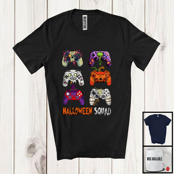 MacnyStore - Halloween Squad, Horror Zombie Pumpkin Game Controllers Collection, Gaming Gamer Group T-Shirt