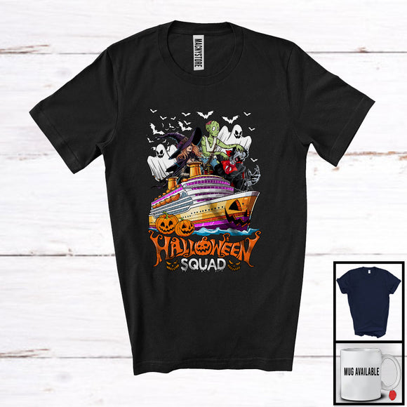 MacnyStore - Halloween Squad; Scary Halloween Costume Witch Zombie On Cruise Ship; Family Group T-Shirt