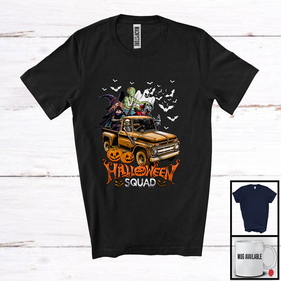 MacnyStore - Halloween Squad; Scary Halloween Costume Witch Zombie On Pickup Truck; Family Group T-Shirt