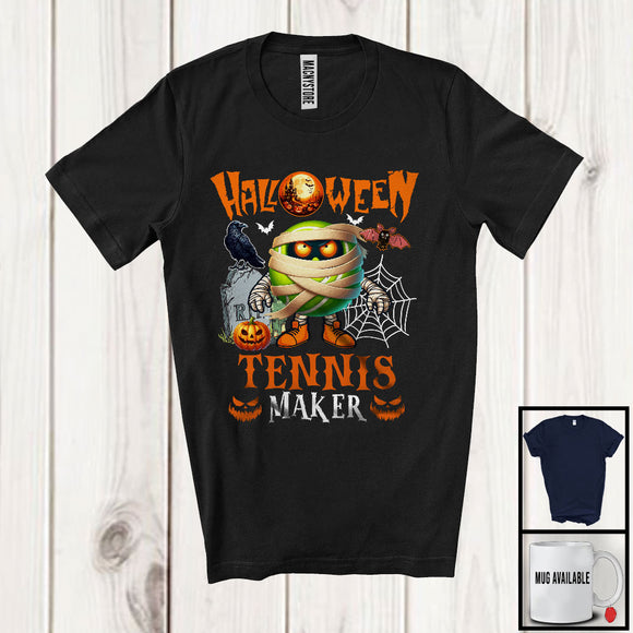 MacnyStore - Halloween Tennis Maker, Humorous Halloween Costume Mummy Tennis Player, Sport Team T-Shirt