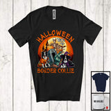 MacnyStore - Halloween With My Border Collie; Scary Moon Skeleton Zombie Hand; Pumpkin Candy Lover T-Shirt