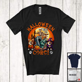 MacnyStore - Halloween With My Corgi; Scary Moon Skeleton Zombie Hand; Pumpkin Candy Lover T-Shirt