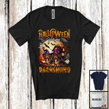 MacnyStore - Halloween With My Dachshund, Amazing Halloween Moon Witch, Castle Gnomes Pumpkin T-Shirt