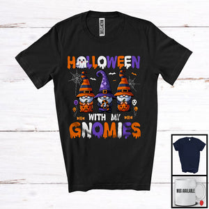 MacnyStore - Halloween With My Gnomies, Amazing Halloween Three Gnomes Gnomies, Family Group T-Shirt